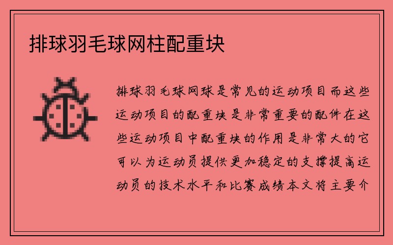 排球羽毛球网柱配重块